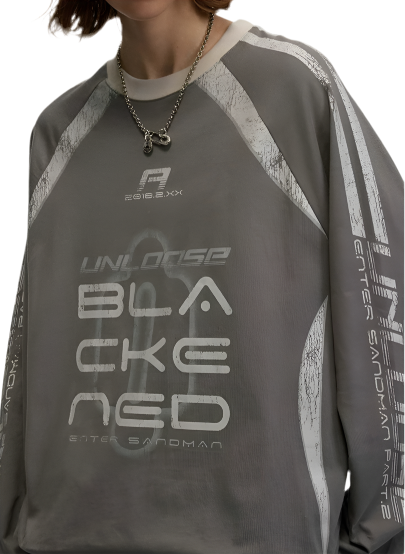 TLS107 Oversized long sleeve tee/ Velocity Grid