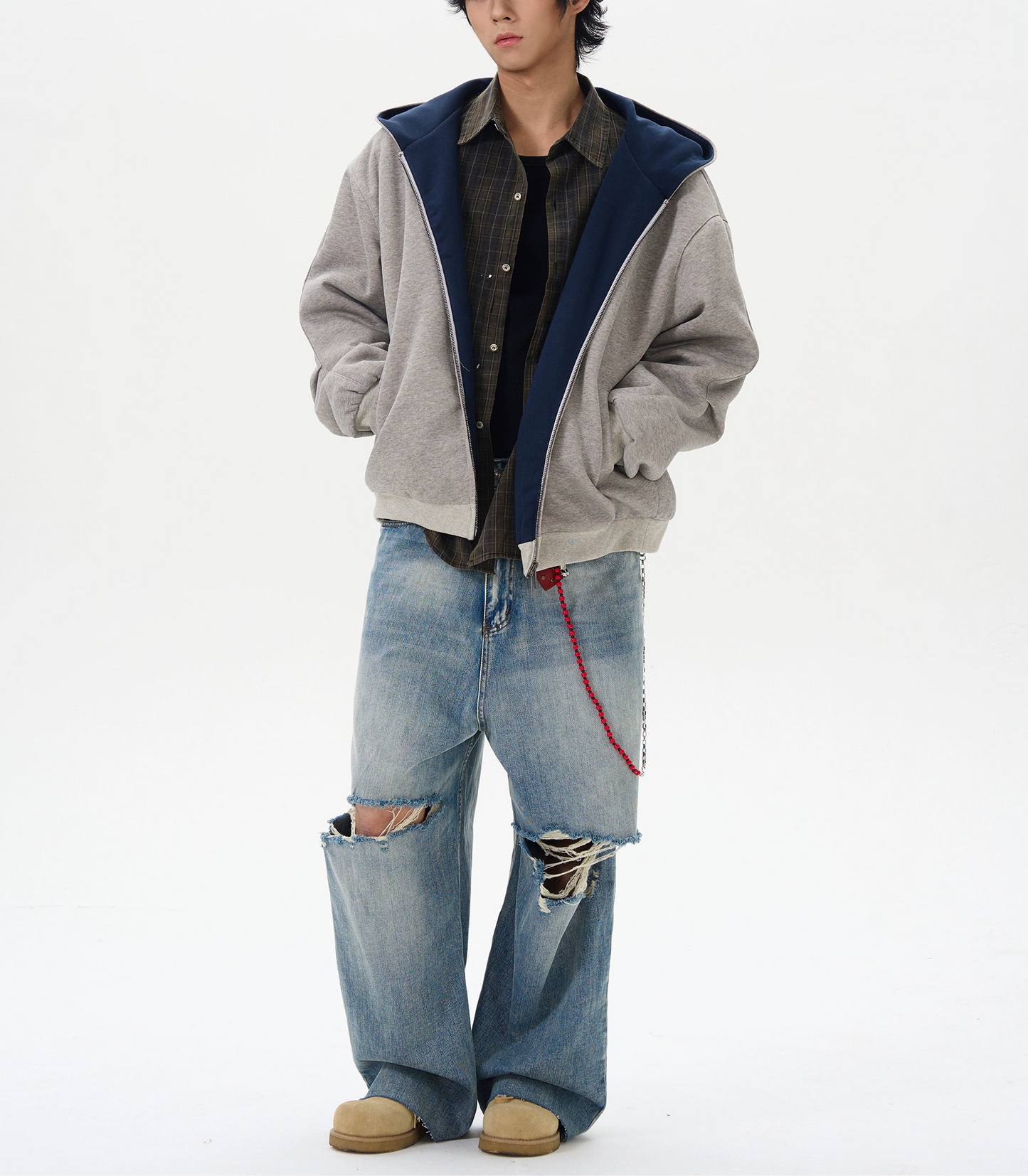 TJ10078 Baggy Distressed Ripped Jeans