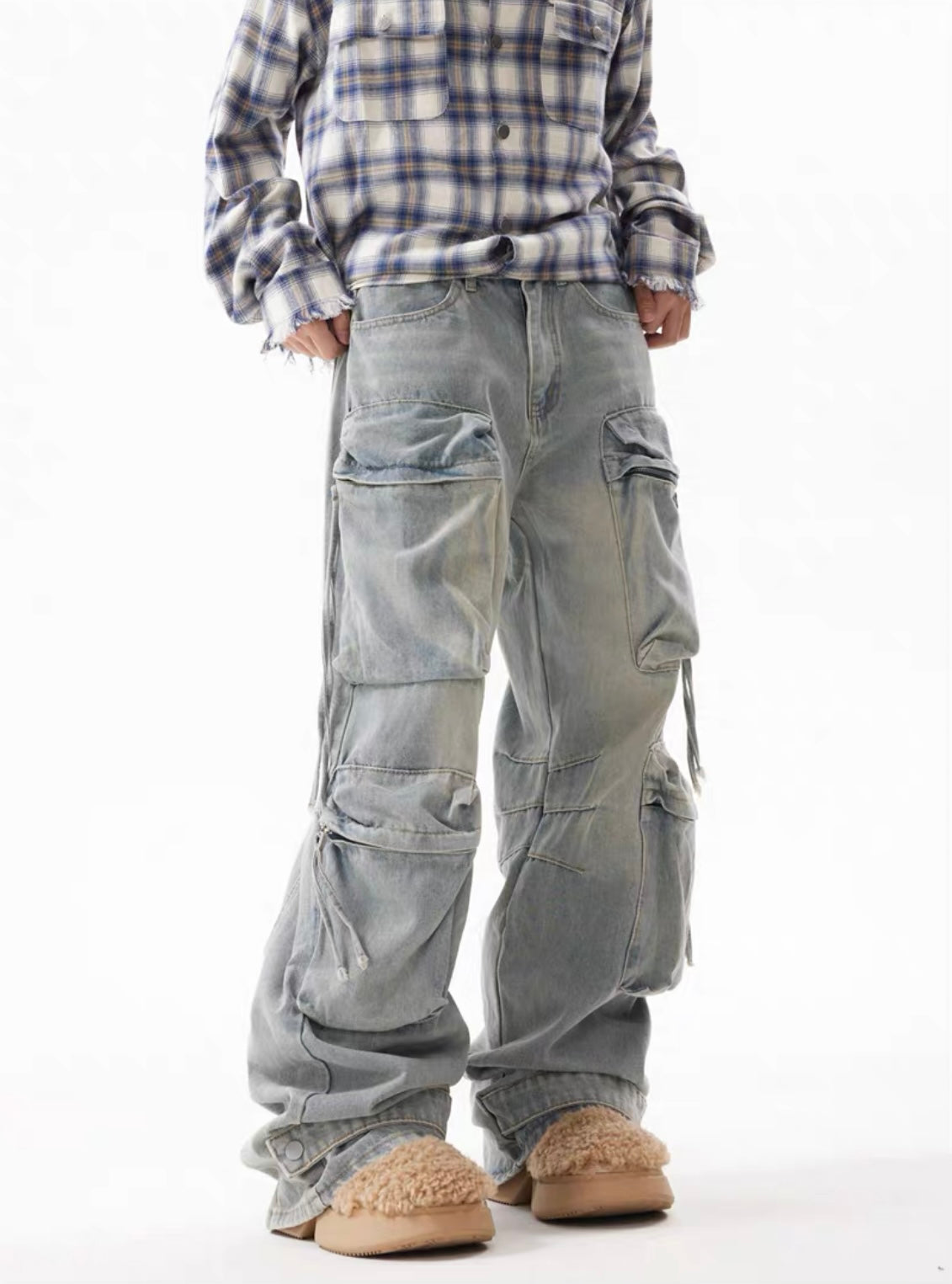 TJ10025 Baggy Multipocket Jeans/ Light Blue Washed