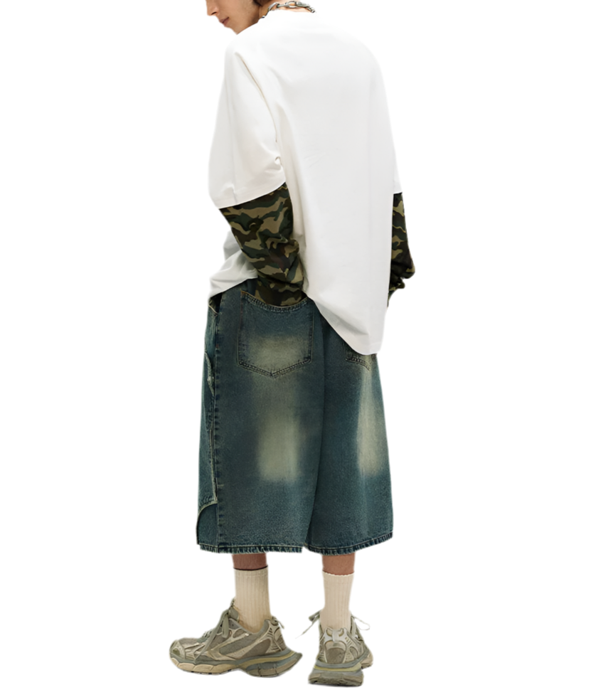 TLS102 Oversized layered long sleeve tee/ Street Stealth Camo