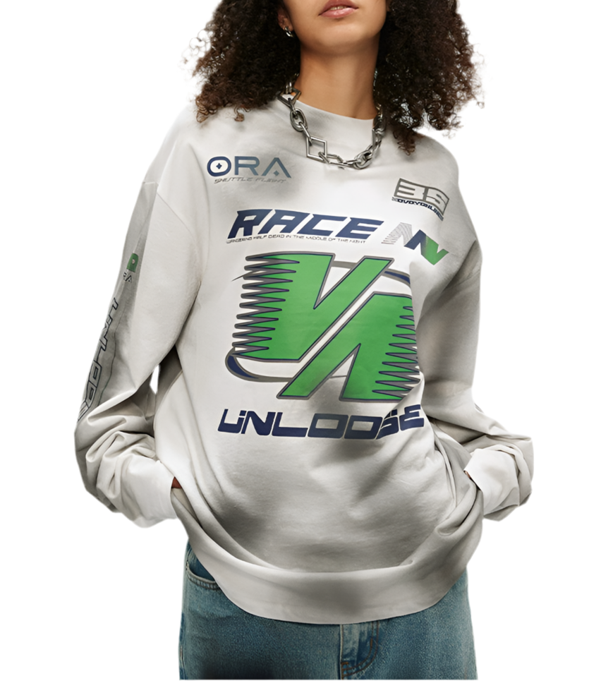 TLS106 Oversized long sleeve tee/ Race Unleashed