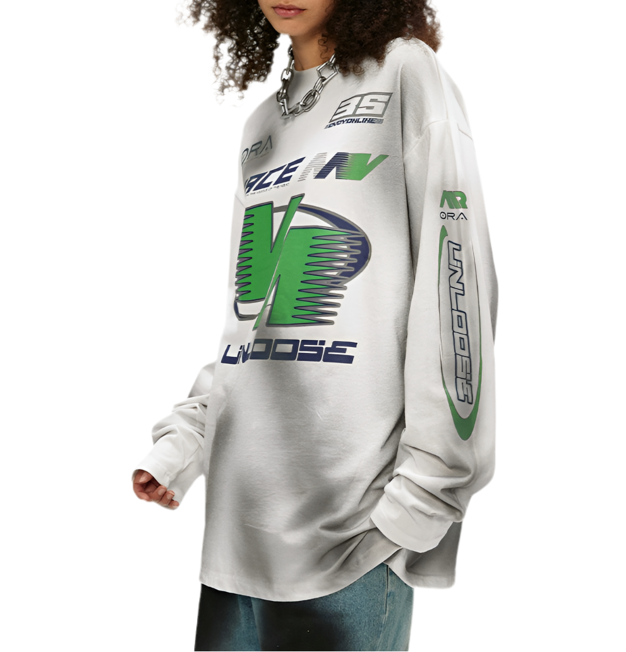 TLS106 Oversized long sleeve tee/ Race Unleashed