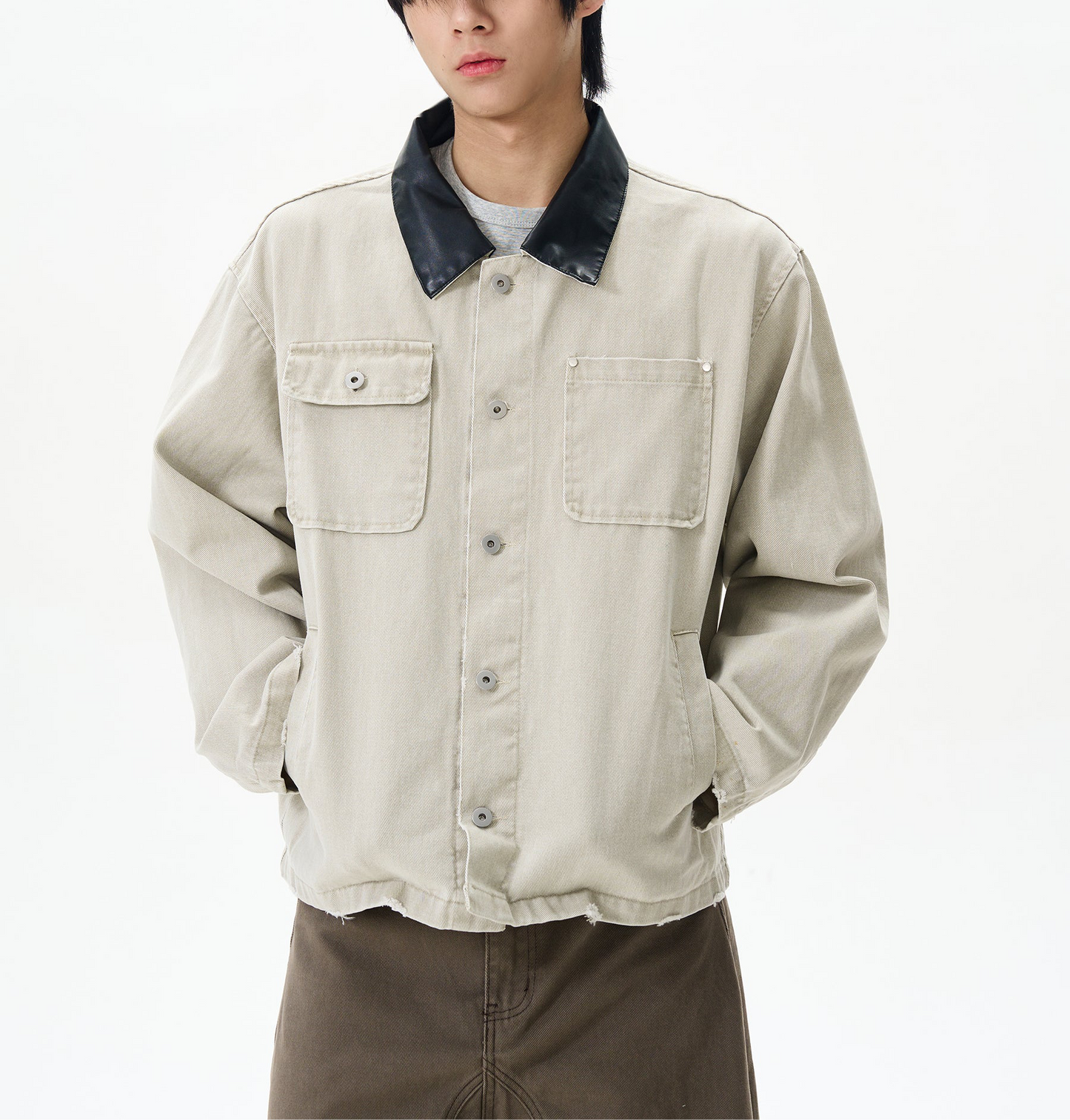 JS10076 Oversized Cropped Retro Denim Jacket