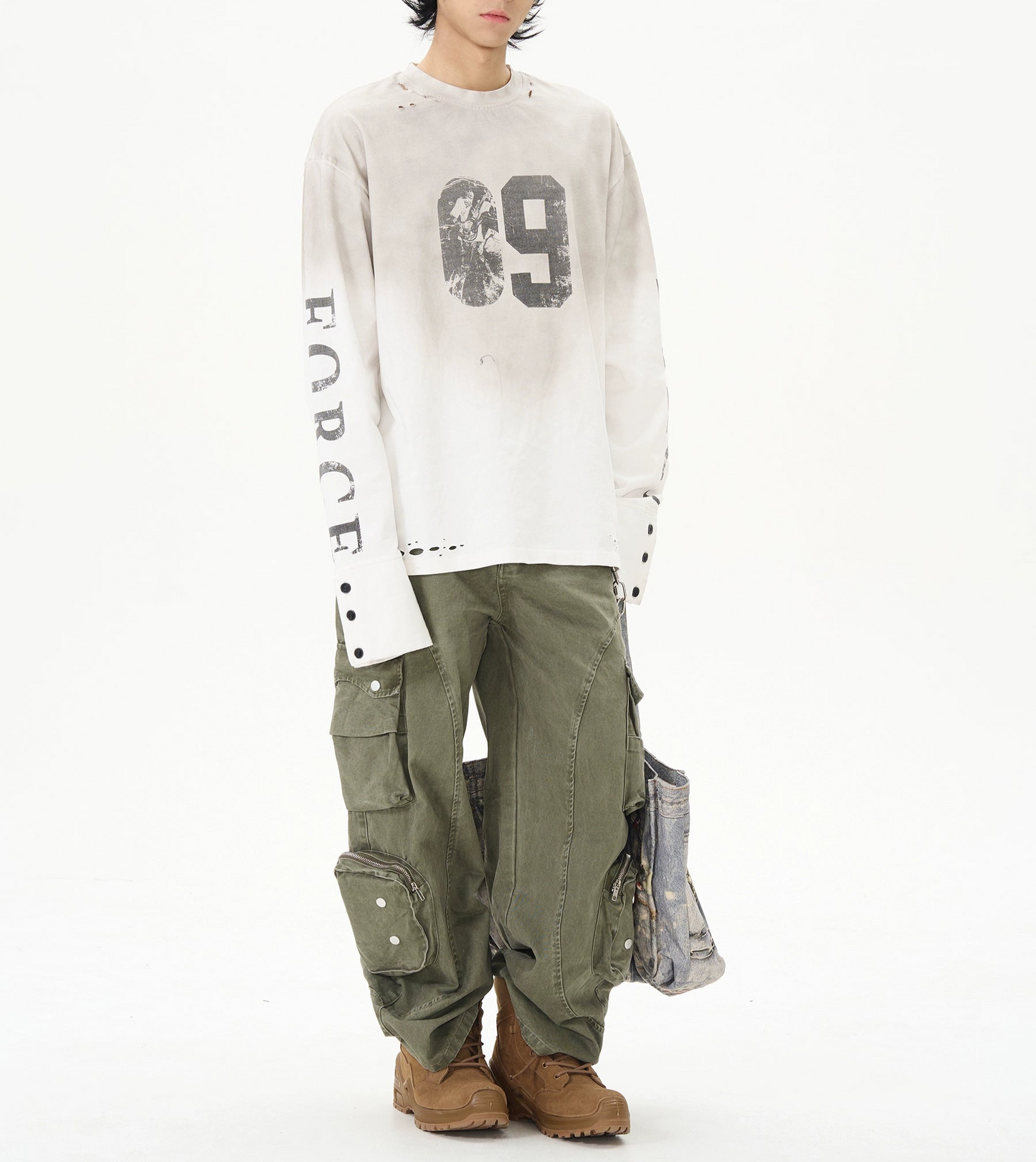 TLS141 Oversized Vintage Inspired Long Sleeve Tee