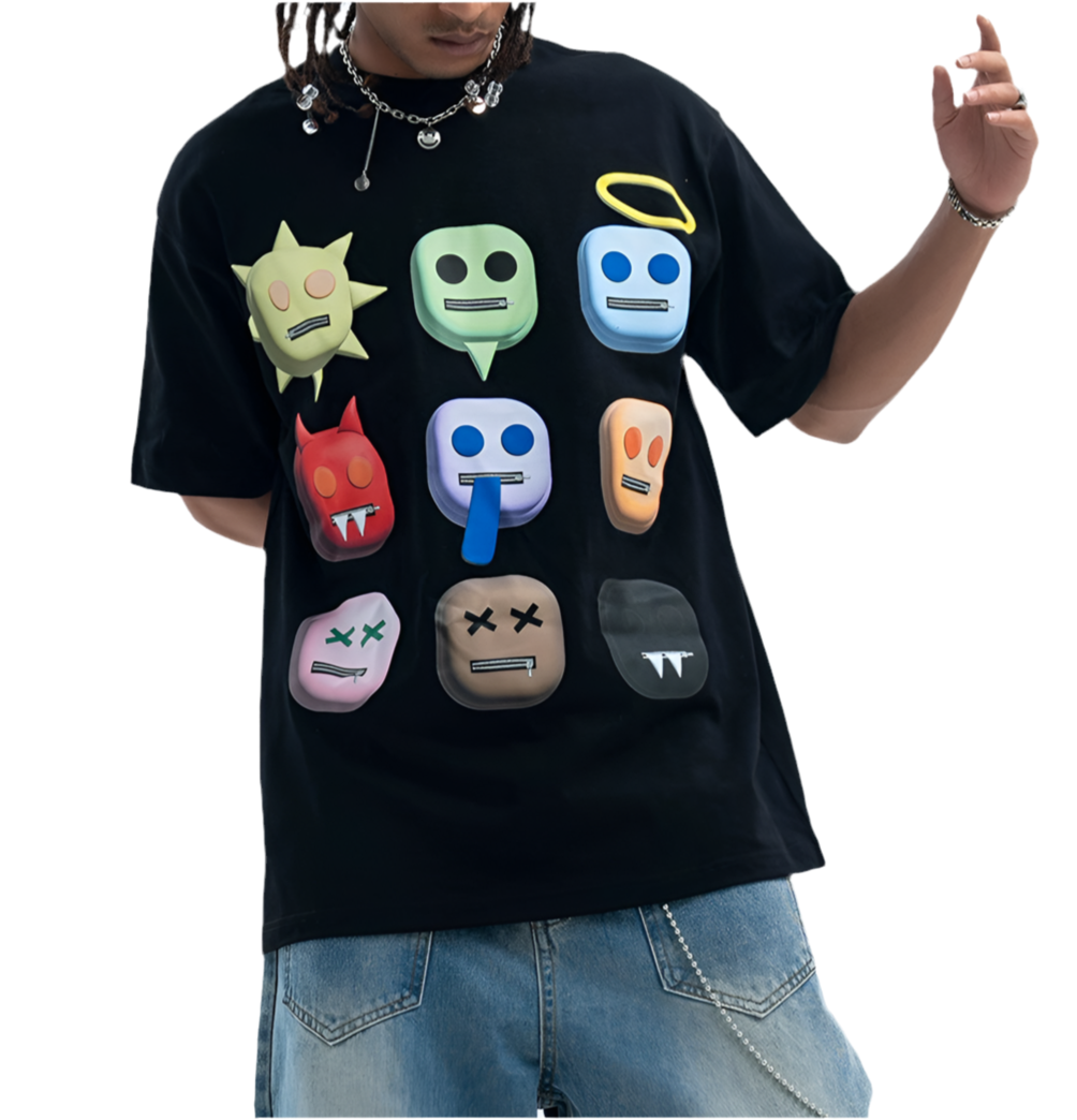 TLS125 Oversized tee/ Cartoon Emoji