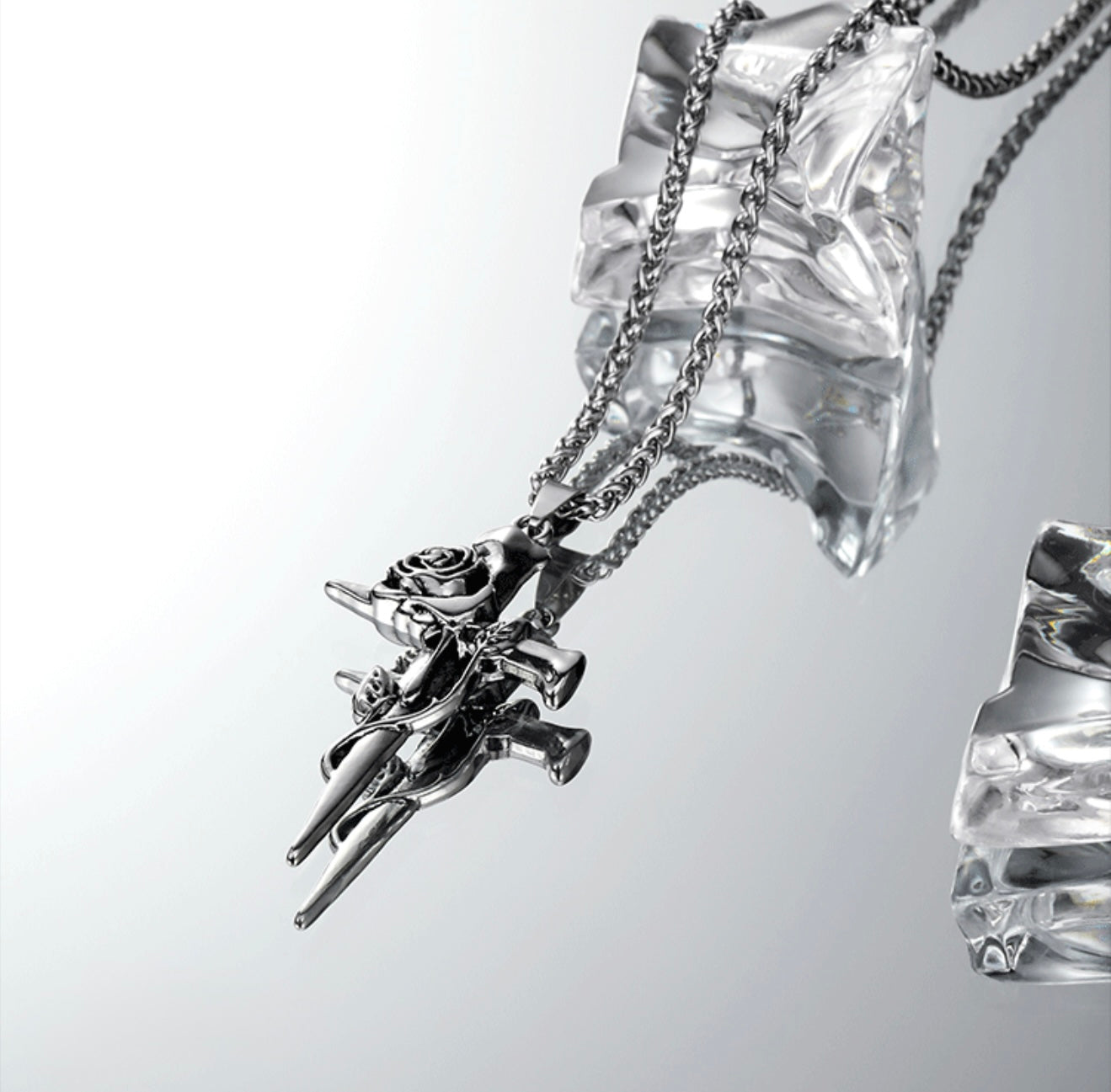 CN1023 Cross Necklace/ Rose of Serenity