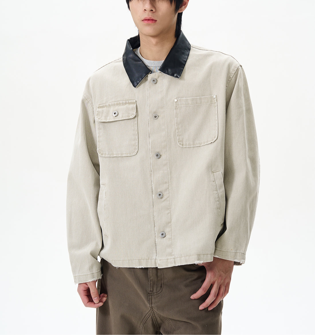 JS10076 Oversized Cropped Retro Denim Jacket