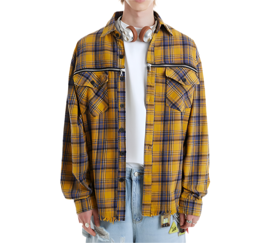 JS10027 Oversized shirt/ Honey Plaid