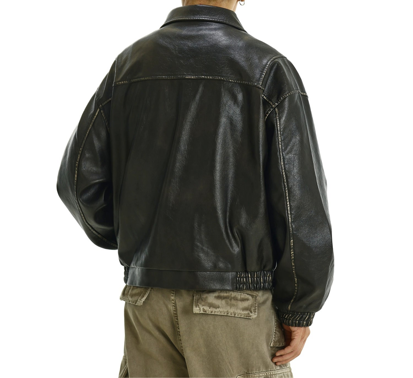 JS10016 Oversized leather jacket/ Antique Retro