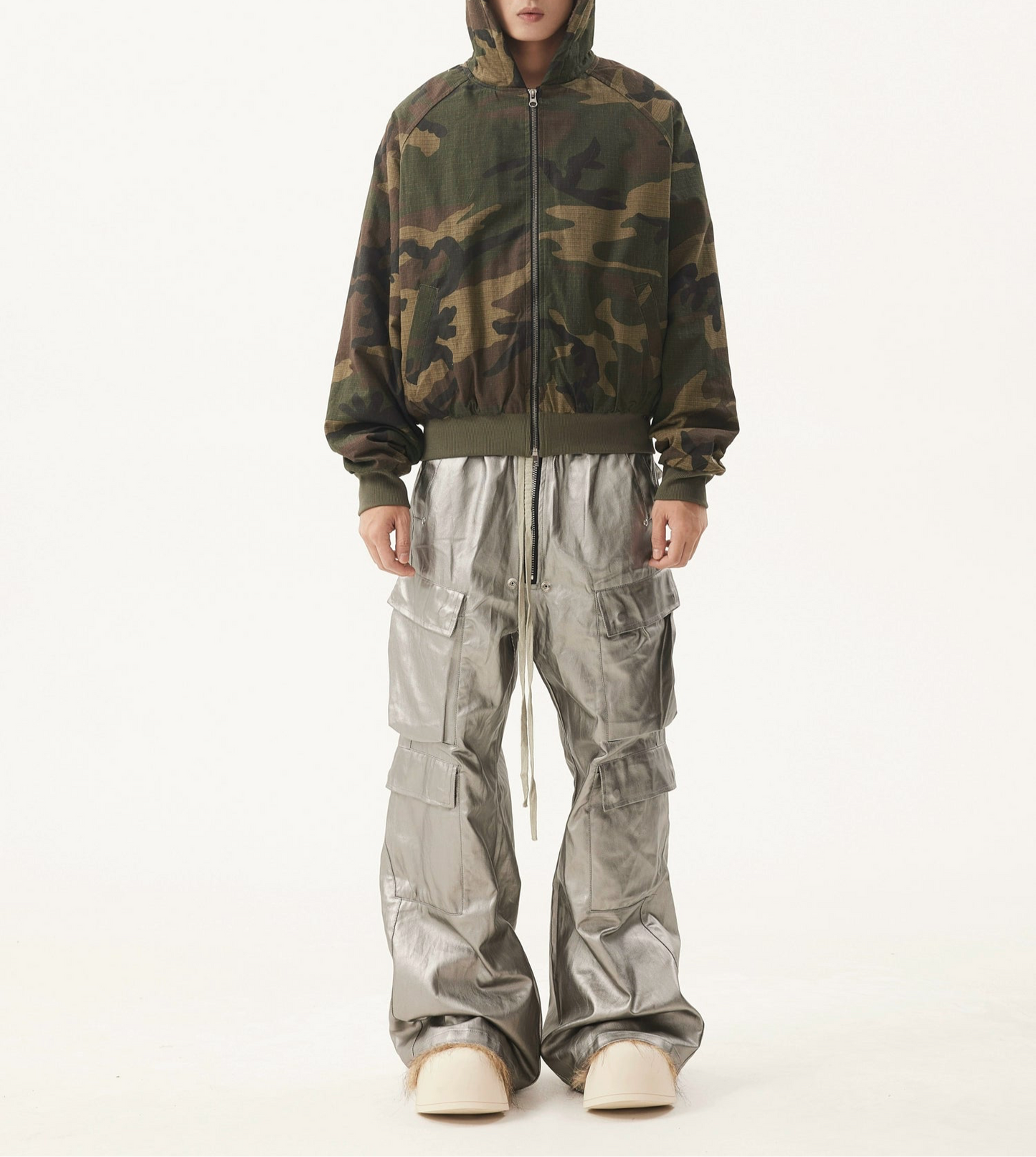 TJ10052 Baggy Cargo Trousers/ Silver Haze