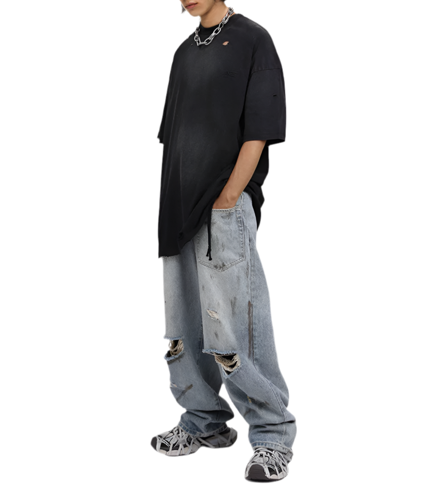 TLS113 Oversized tee/ Ripped ESM Logo