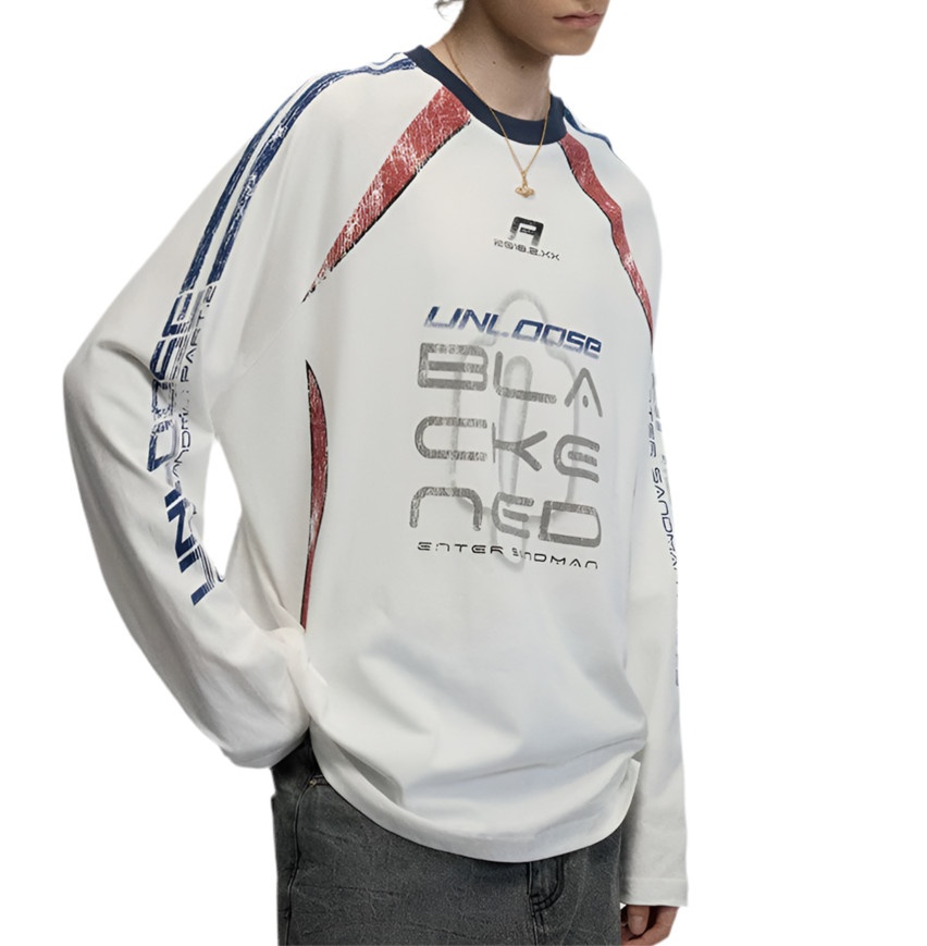 TLS107 Oversized long sleeve tee/ Velocity Grid