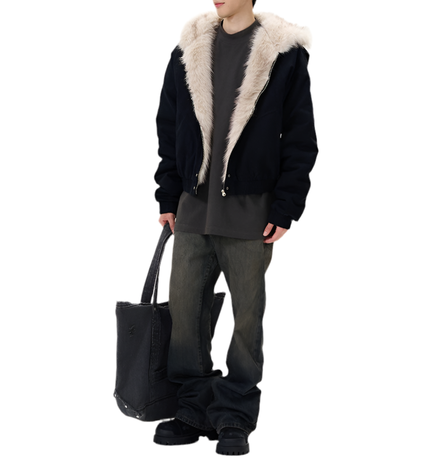JS10023 Oversized Hooded Jacket/ Arctic Flux