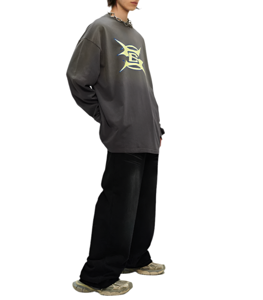 TLS115 Oversized Long sleeve tee/ Electric Eclipse