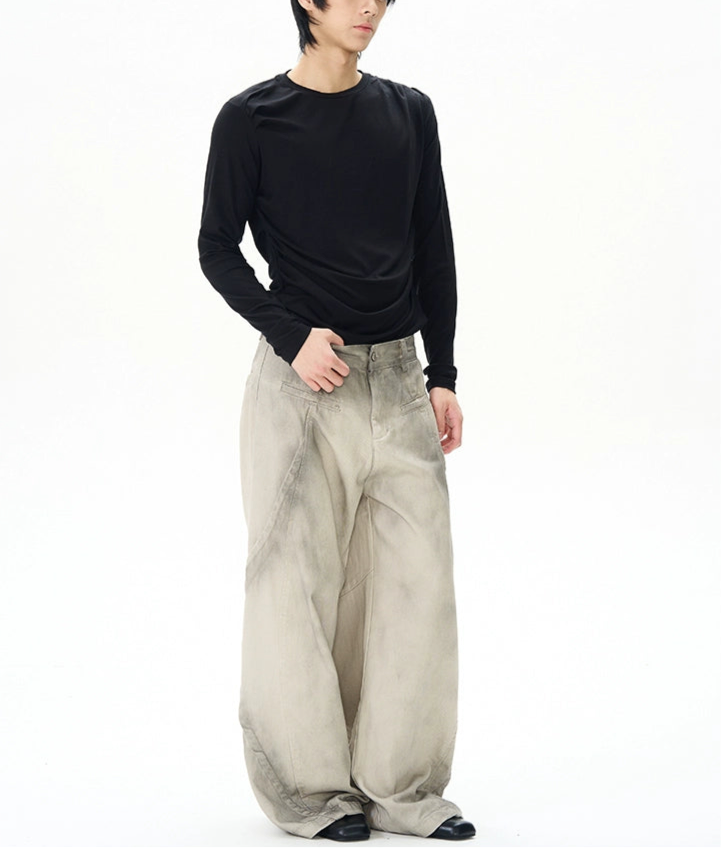 TJ10083 Baggy Dirty White Washed Trousers
