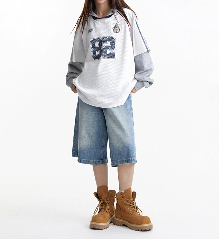 HS10031 Oversized hoodie/ Jersey Hybrid