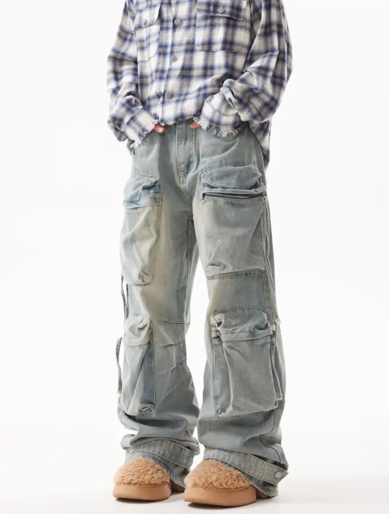 TJ10025 Baggy Multipocket Jeans/ Light Blue Washed
