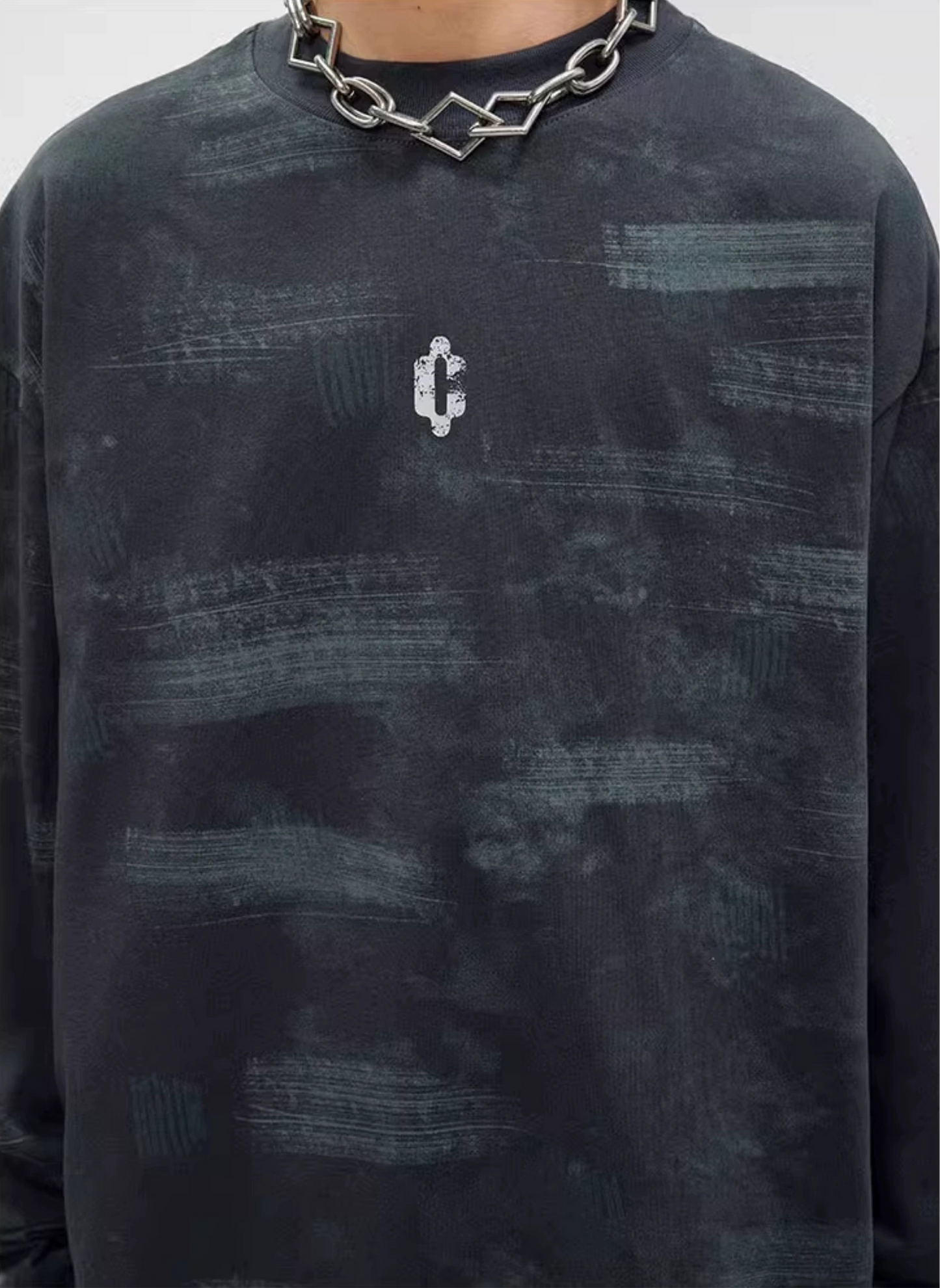 TLS111 Oversized long sleeve tee/ Brushstroke Fade