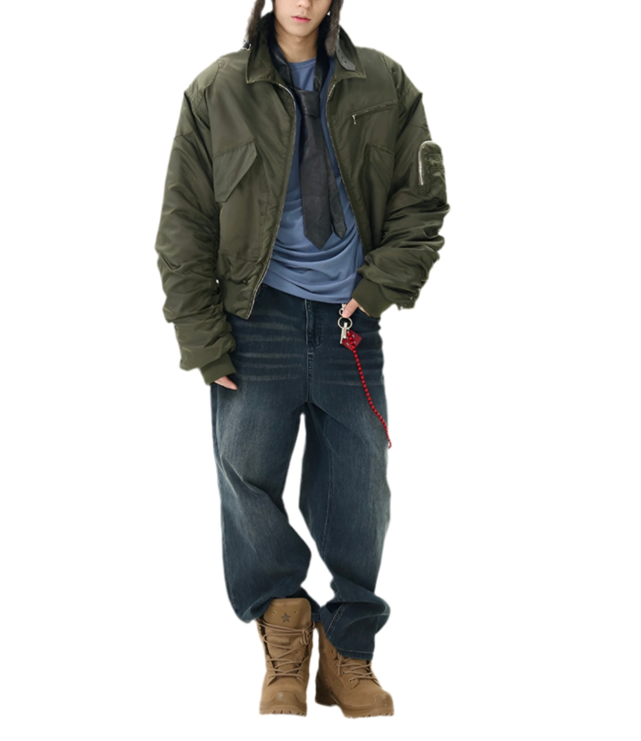 JS10005 Oversized Bomber Jacket/ Aviator Luxe