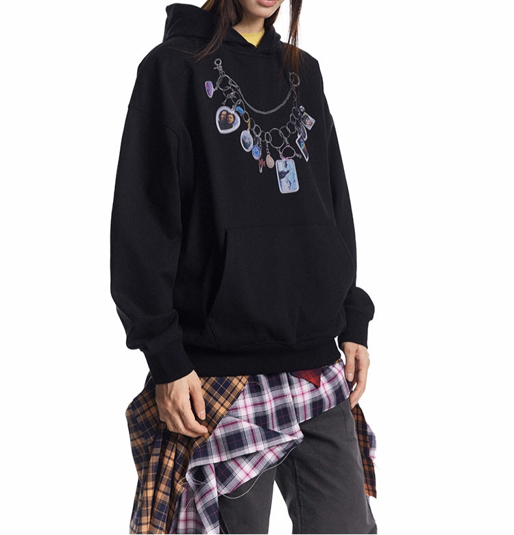 HS10033 Oversized hoodie/ Memories pendant