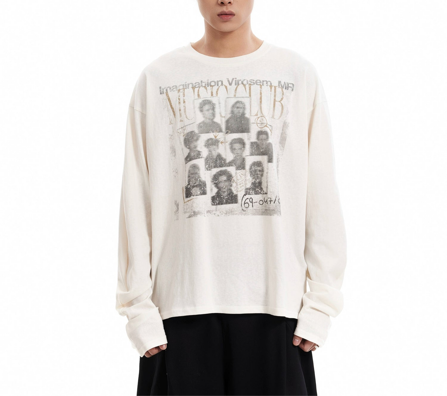 TLS146 Oversized Long Sleeve Digital Print Vintage Tee