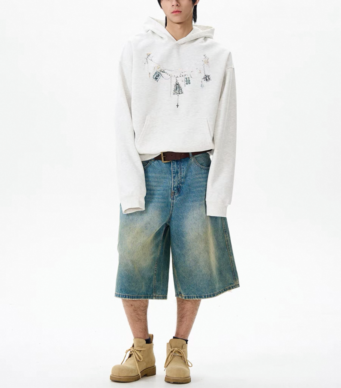 TJ10072 Oversized Yellow Washed Jorts