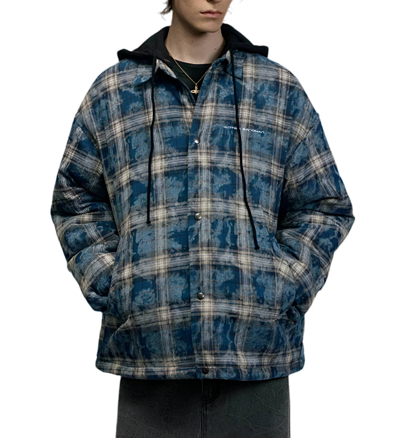 JS10008 Oversized Winter Jacket/ Frosted Plaid Convertible