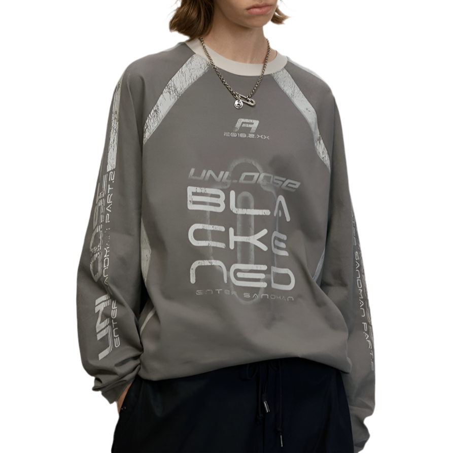 TLS107 Oversized long sleeve tee/ Velocity Grid