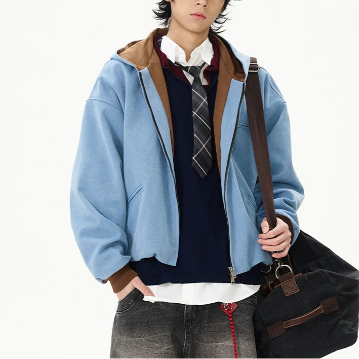 HS10049 Oversized Vintage Washed Distressed Cropped Hoodie