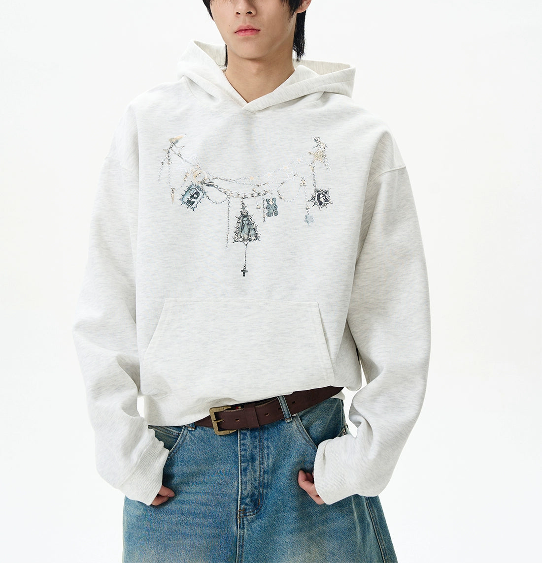 HS10050 Oversized Printed Necklace Design Hoodie