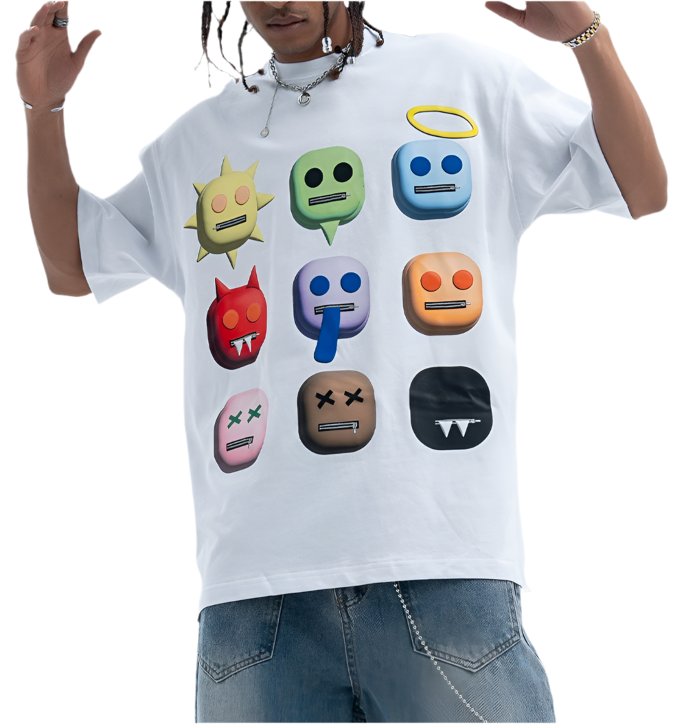 TLS125 Oversized tee/ Cartoon Emoji