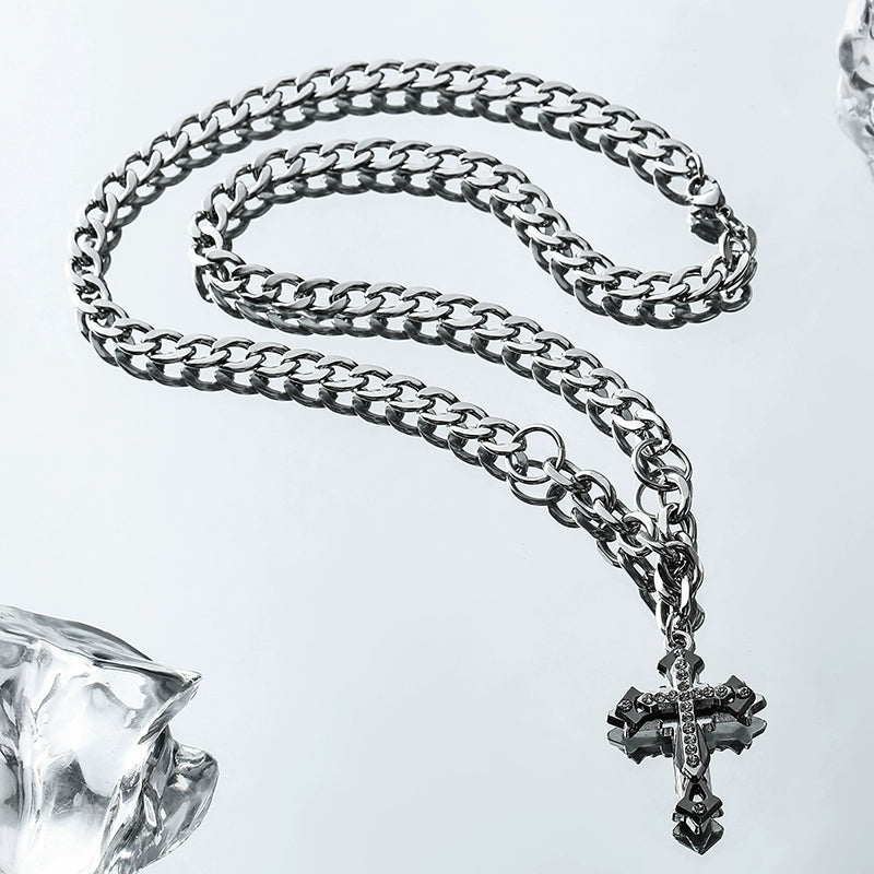 VOYAGE cross sweater pendant hiphop necklace men's trendy men's boys' hip-hop women's high-end sweater chain