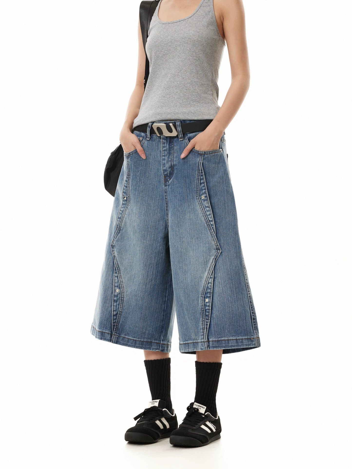 TJ10116 Baggy Deconstructed Vintages Washed Jorts