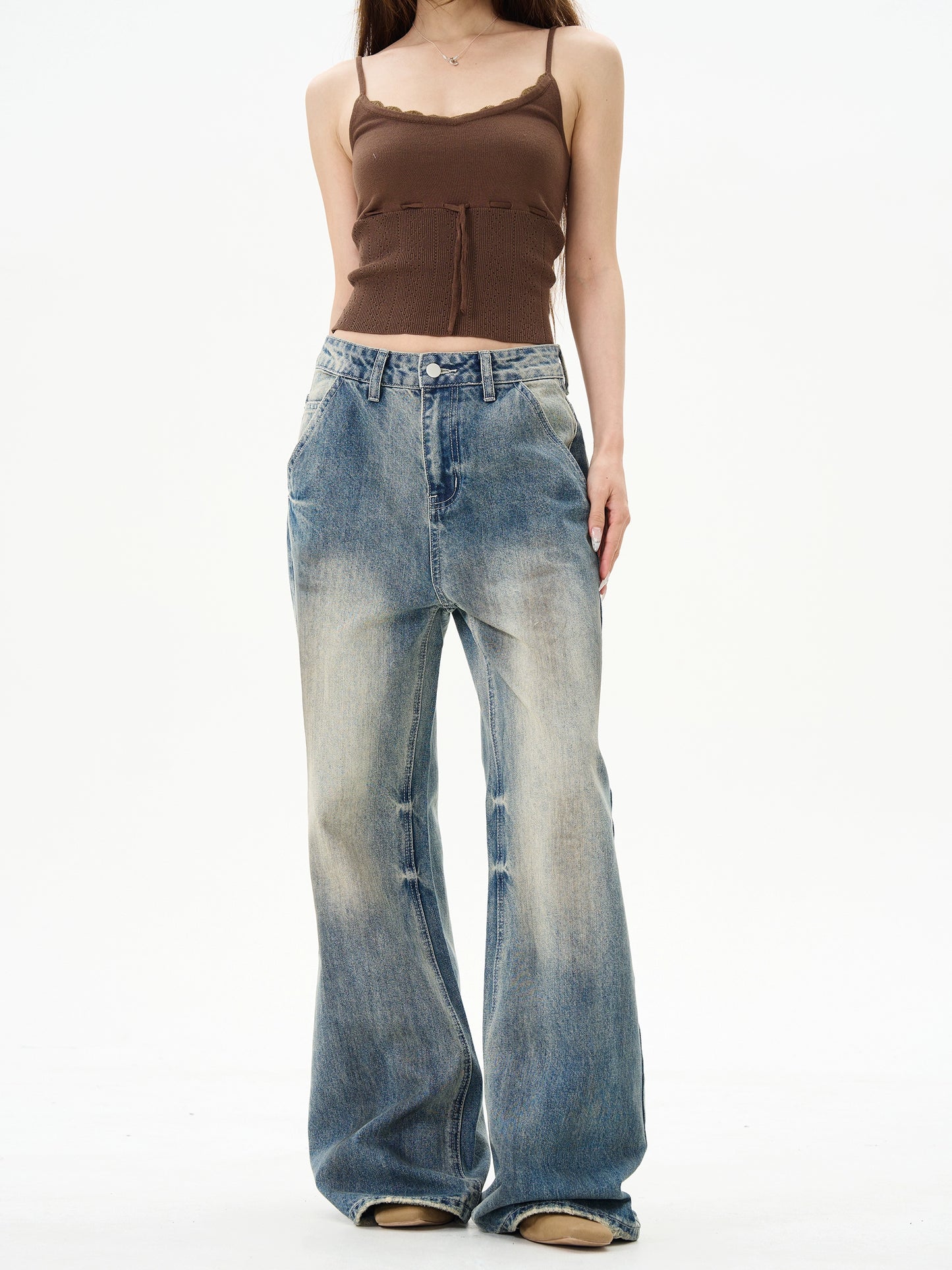 TJ10080 Flare Dirty Washed Bootcut Jeans