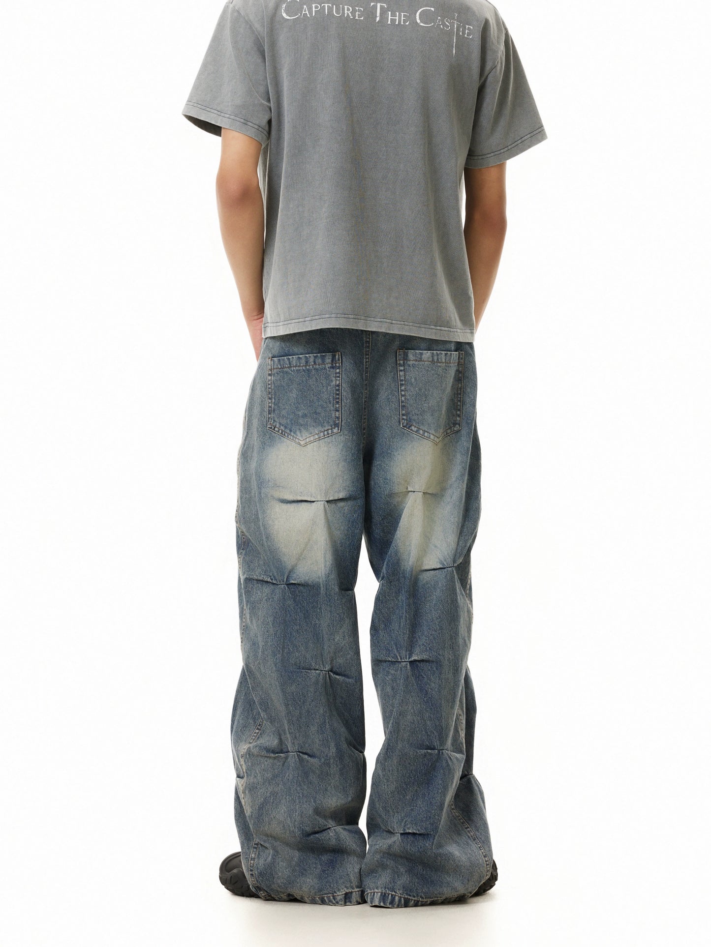 TJ10111 Baggy Allover Pleated Jeans