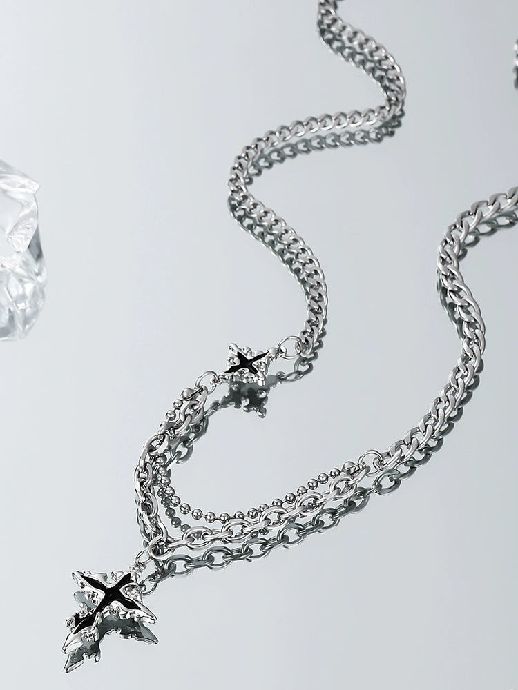 Cross pendant men's necklace fashion brand versatile men's trend boy hip hop niche high-end sense chain accessories