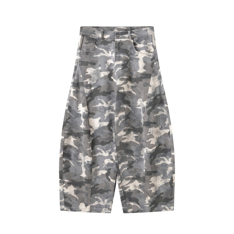 TJ10088 Baggy Dirty Camo Barrel Trousers
