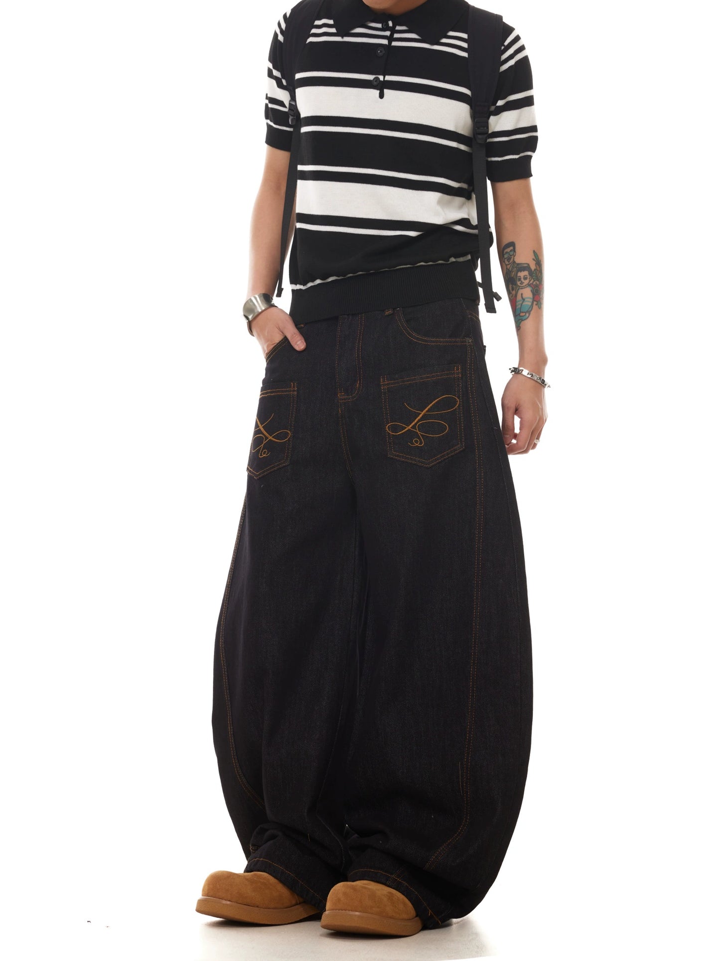 TJ10136 Baggy Reverse Pocket Jeans