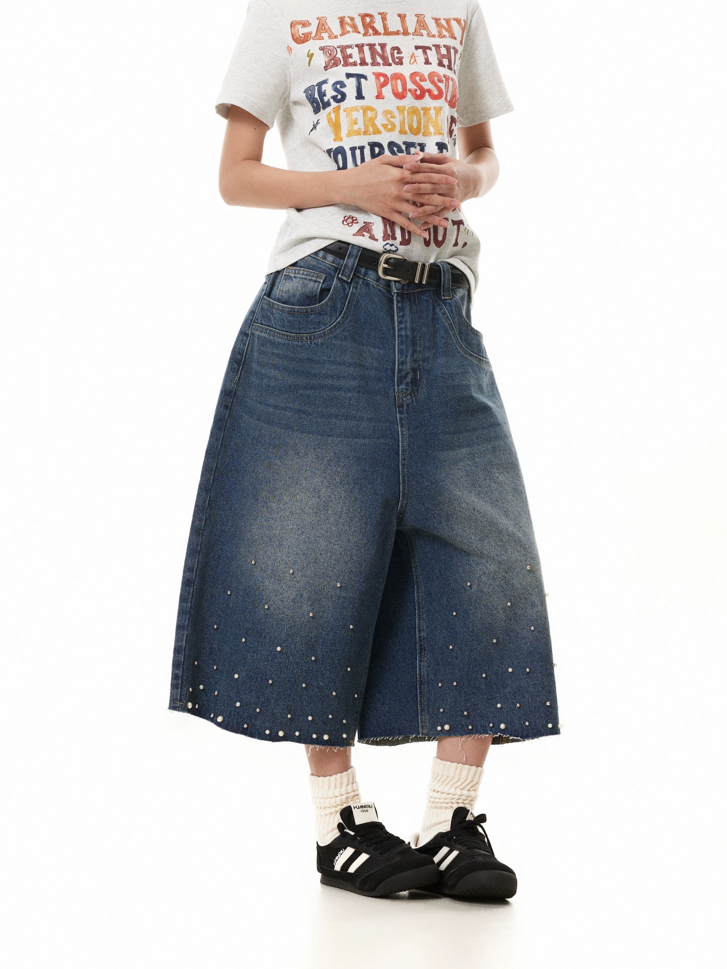 TJ10115 Baggy Washed blue Pearl Jorts