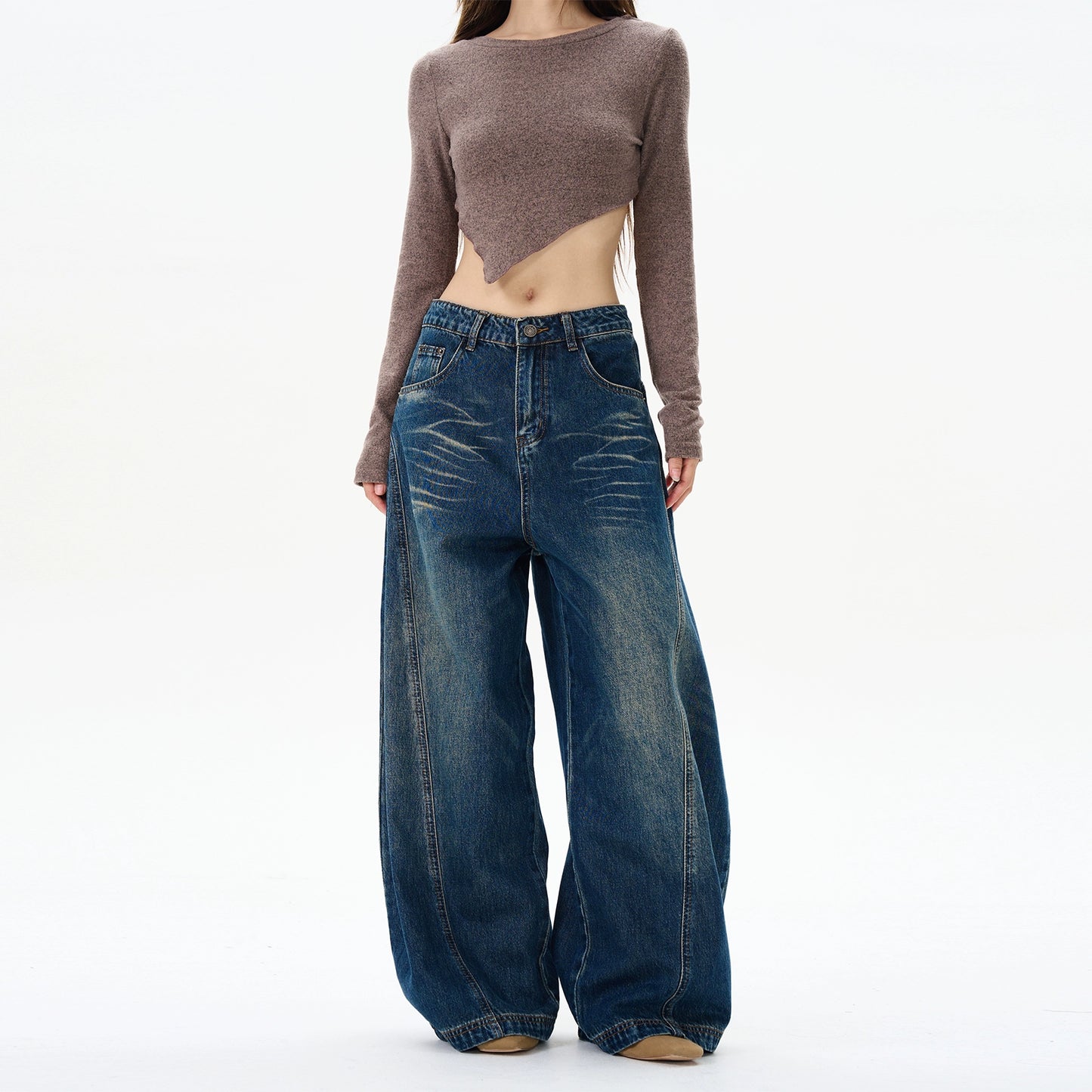 TJ10051 Wide-Leg Barrel Jeans/ Retrograde