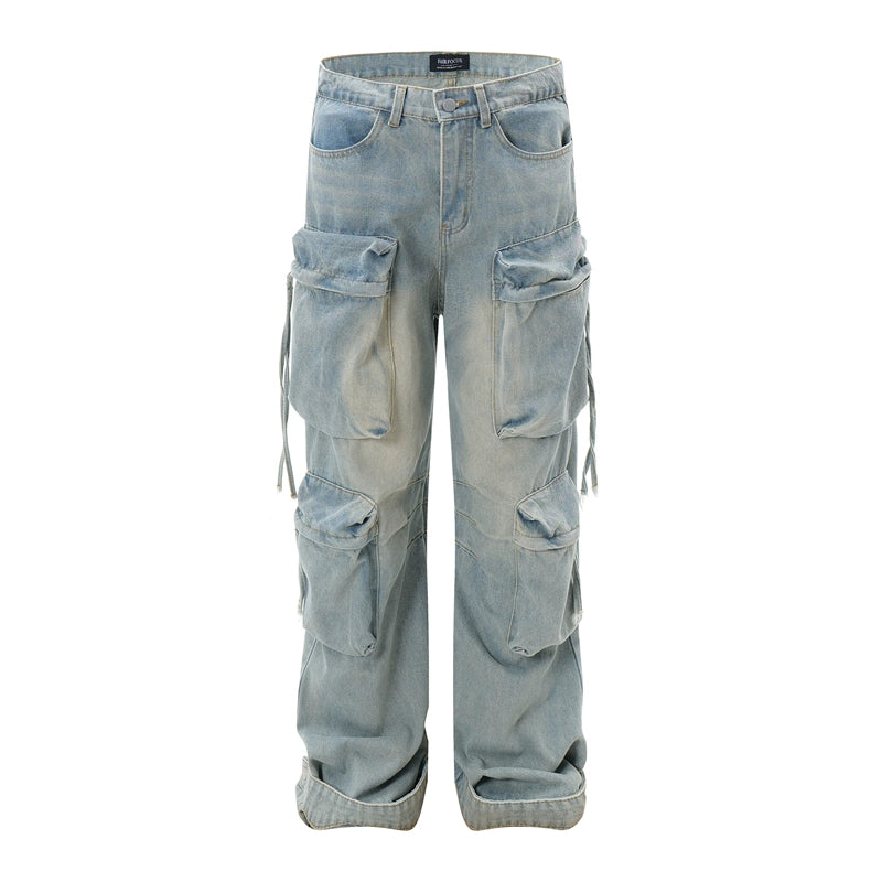 TJ10025 Baggy Multipocket Jeans/ Light Blue Washed
