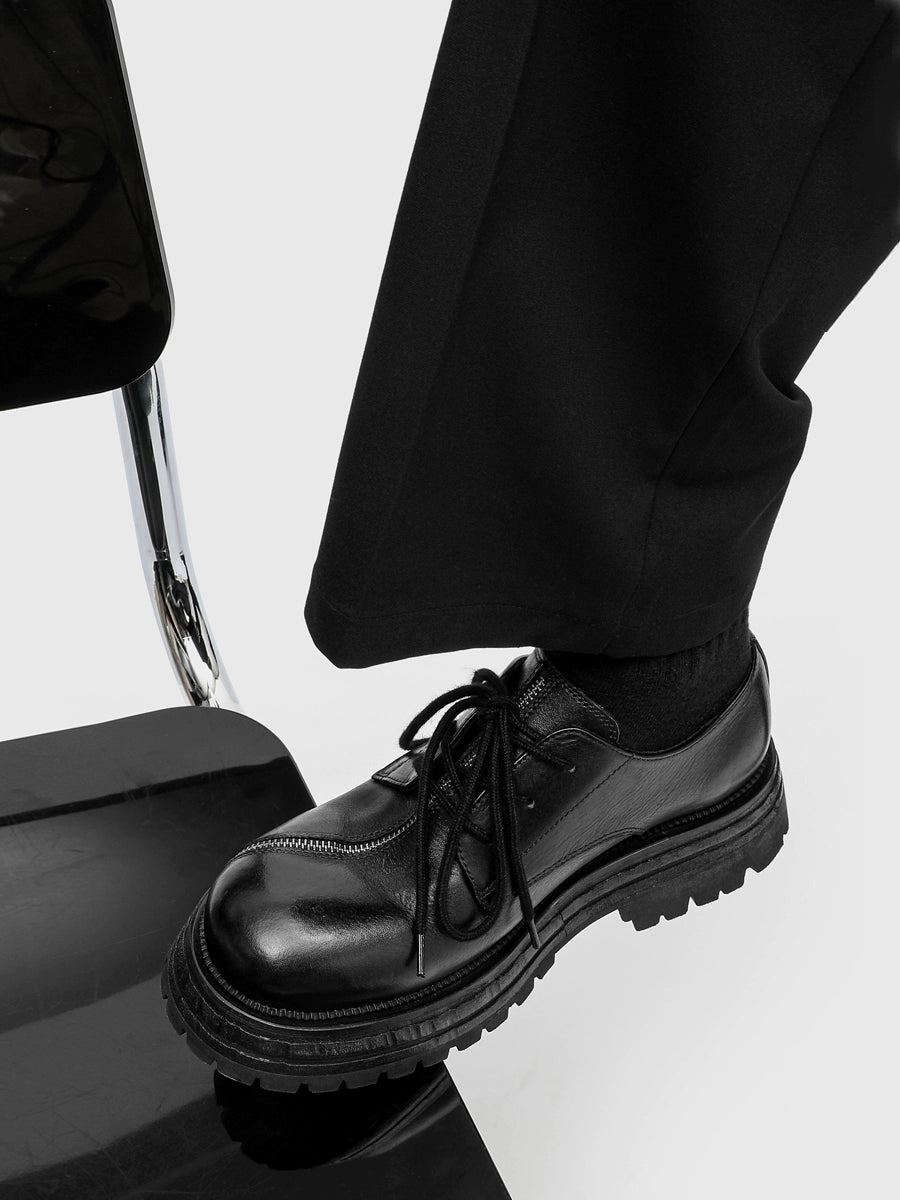 Chunky tilted metal zip derby
