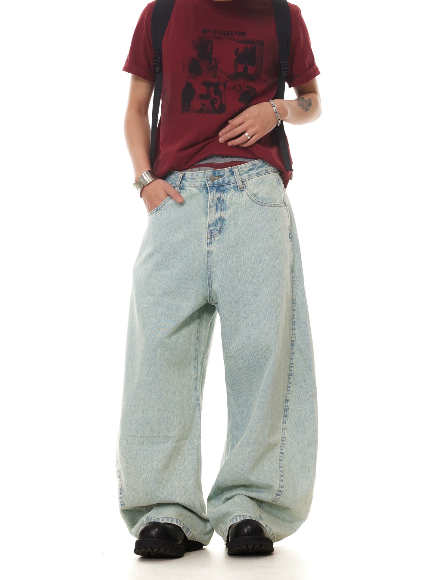 TJ10106 Baggy Icy Blue Washed Jeans
