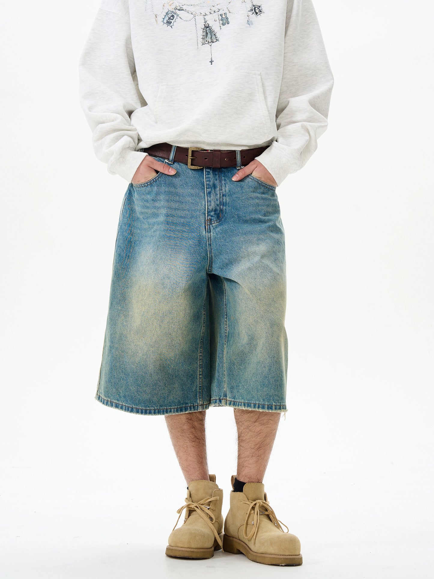TJ10072 Oversized Yellow Washed Jorts