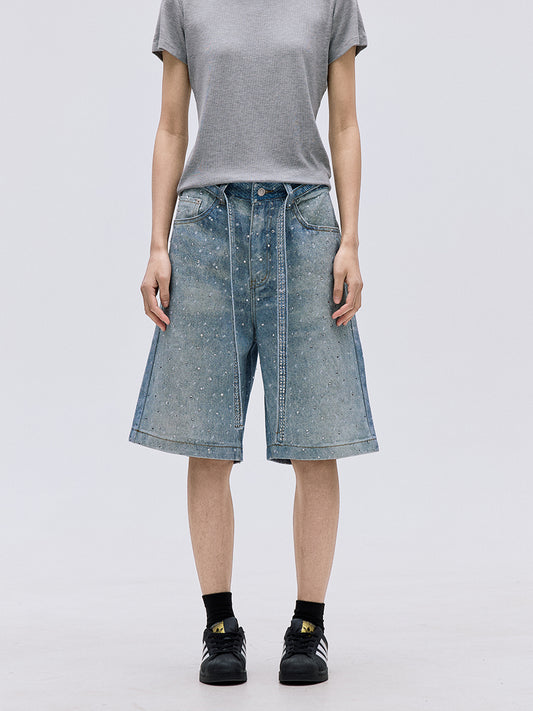 TJ10103 Baggy Starry Diamond Jeans Shorts
