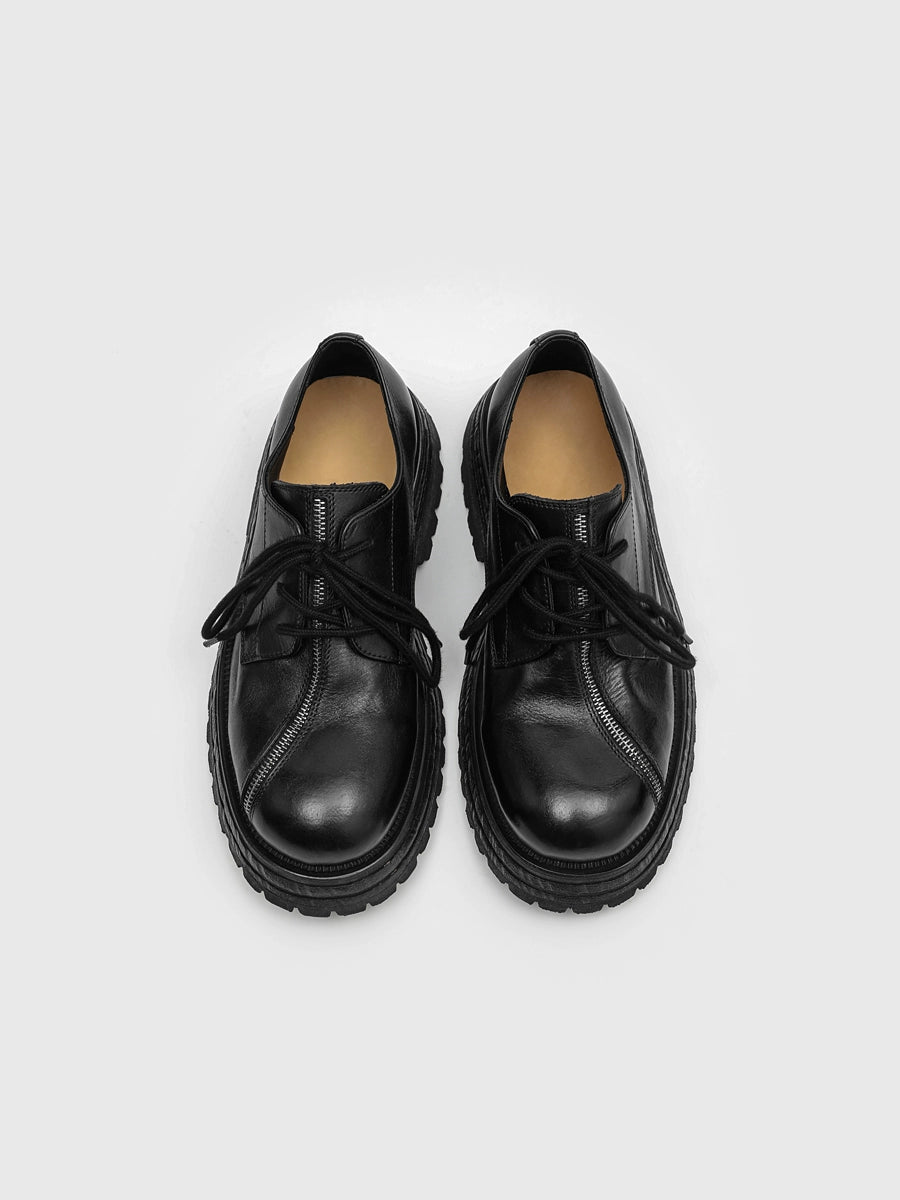 Chunky tilted metal zip derby