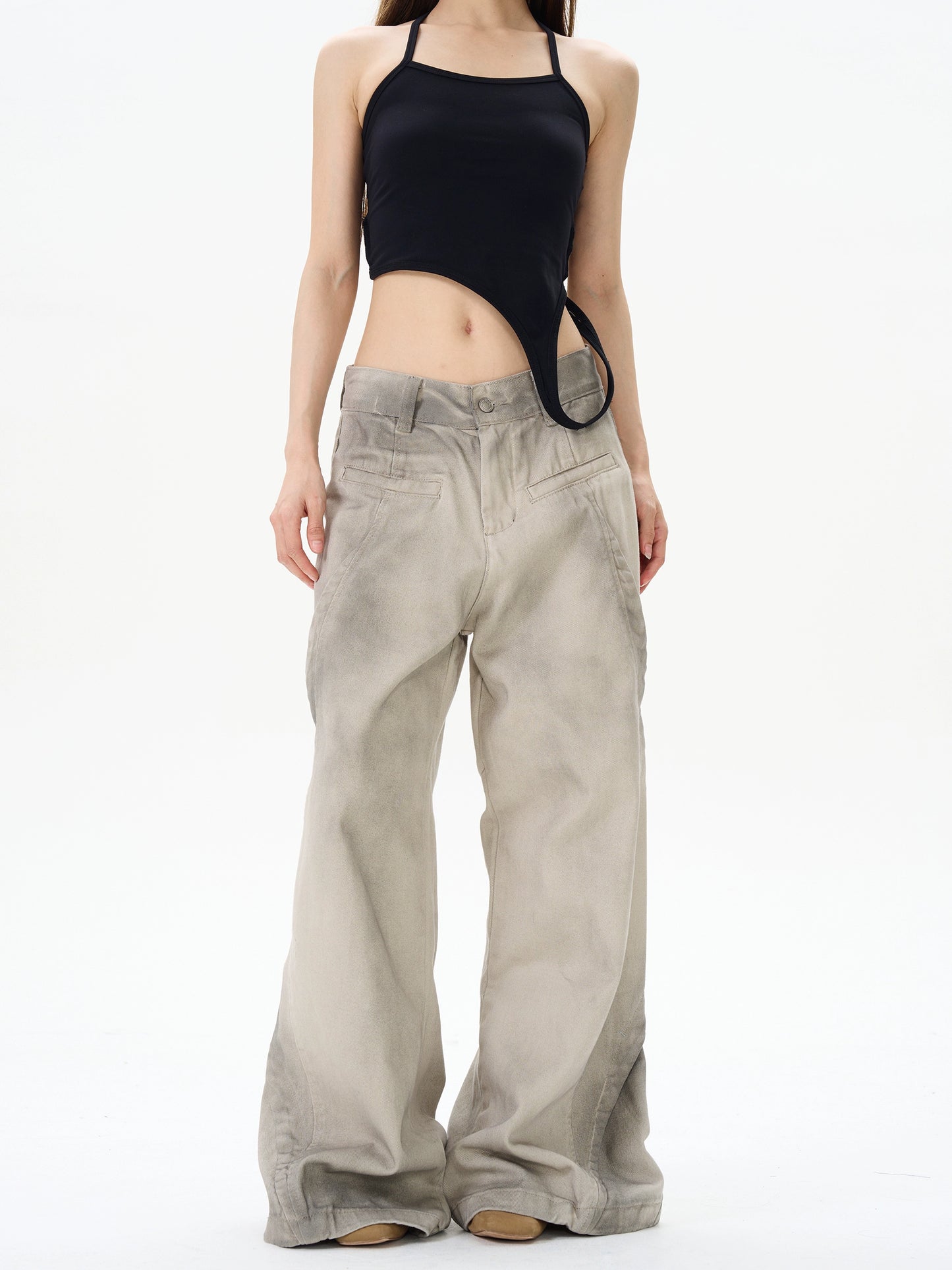TJ10083 Baggy Dirty White Washed Trousers
