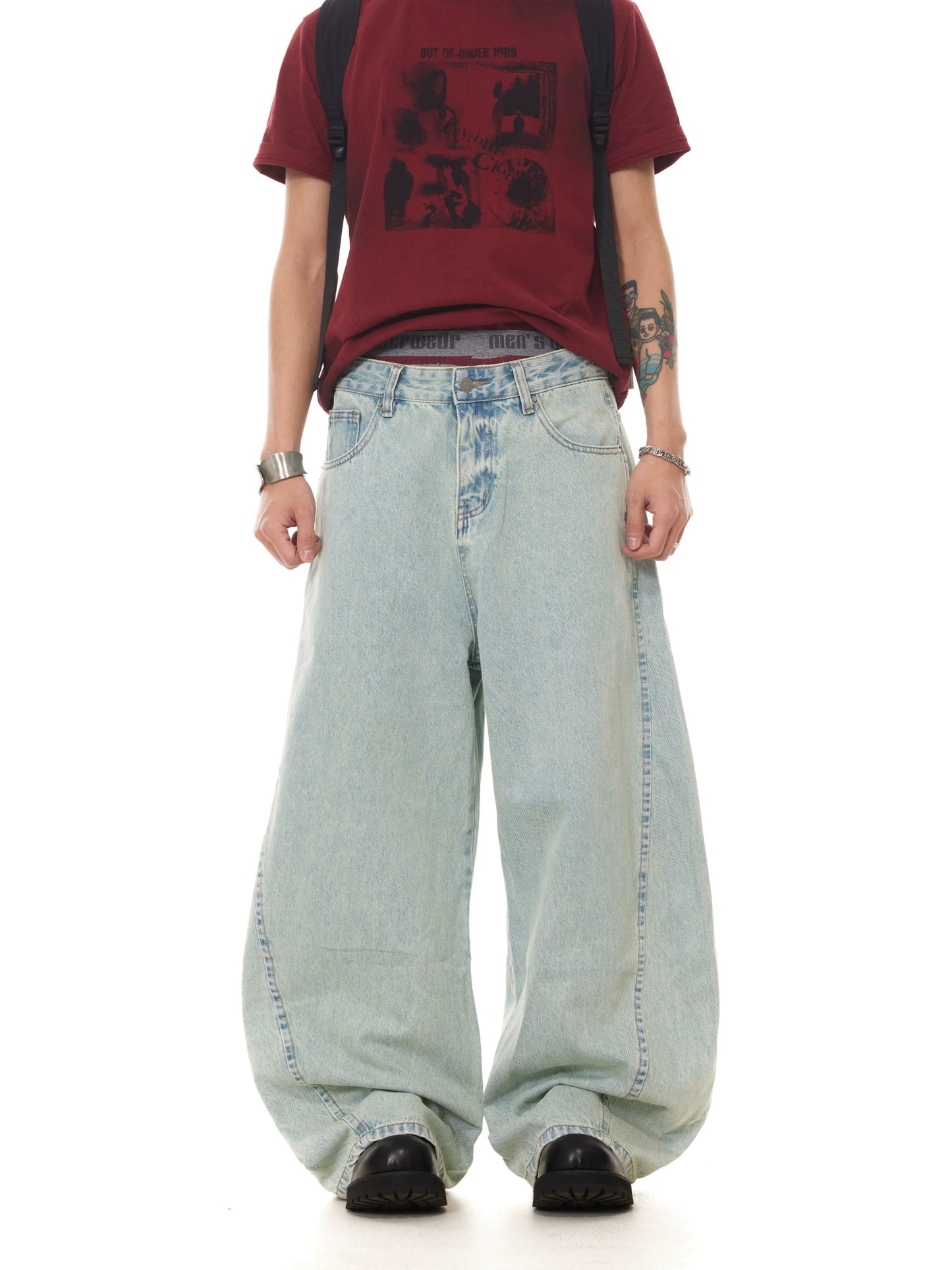TJ10106 Baggy Icy Blue Washed Jeans