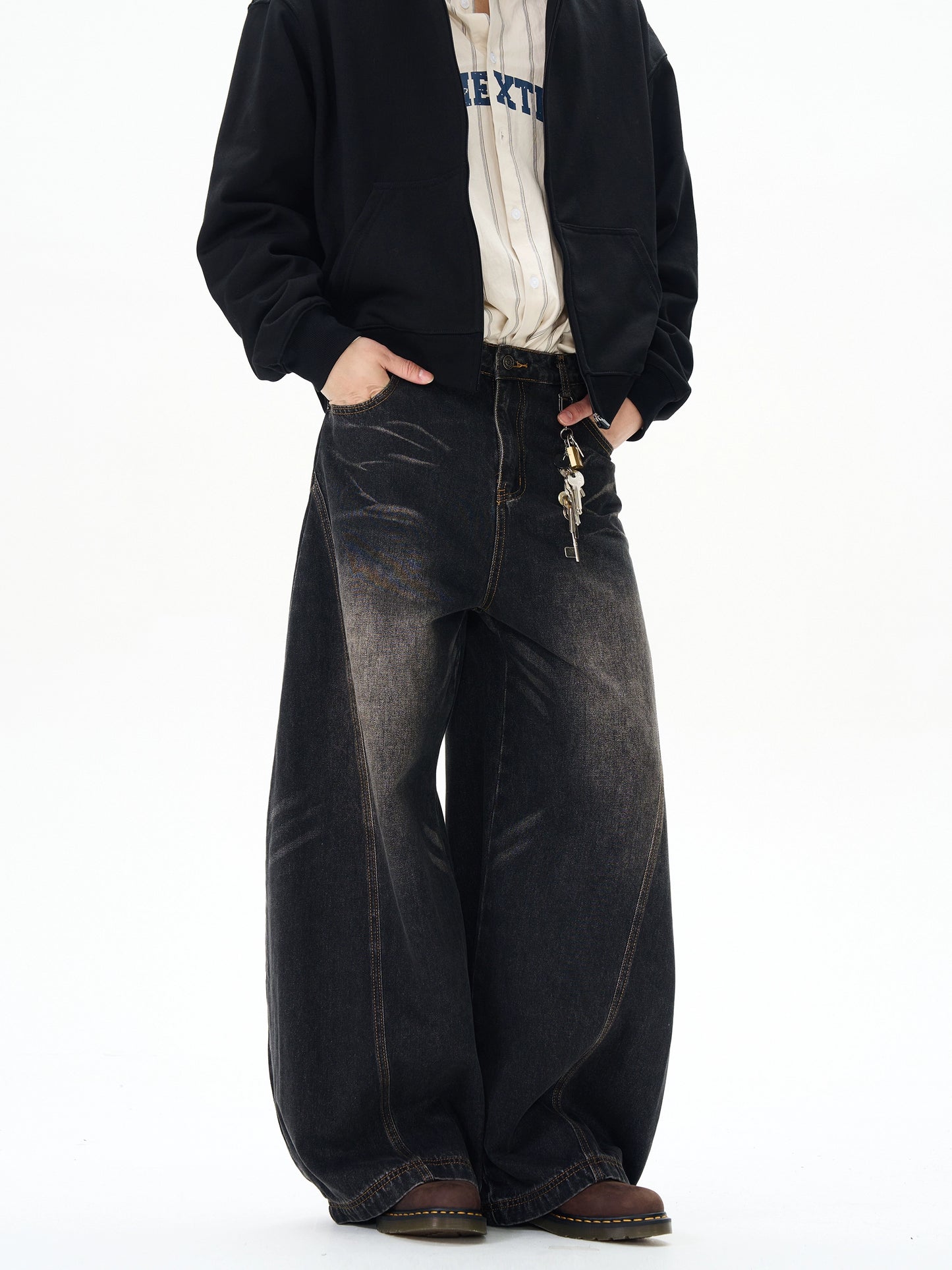 TJ10051 Wide-Leg Barrel Jeans/ Retrograde