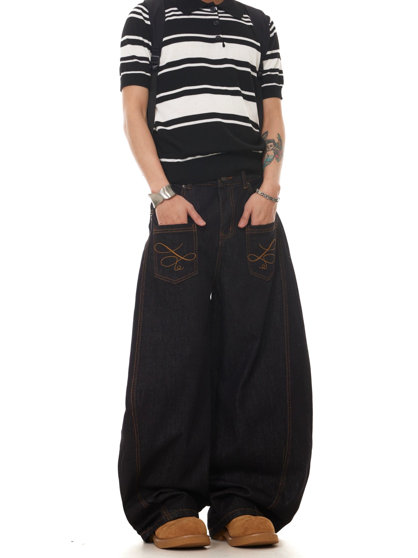 TJ10136 Baggy Reverse Pocket Jeans